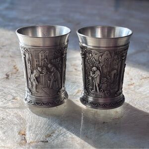 Vintage Silver Pewter Cups SKS Made in Germany